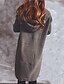 baratos Cardigãs-Mulheres Suéter Carregam Côr Sólida Tricotado à moda Básico Casual Manga Longa Normal Casacos de malha Outono Inverno Com Capuz Azul marinho Vermelho Vinho Escarlarte