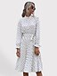 cheap Women&#039;s Clothing-LITB Basic Women&#039;s Dot Ruched Dress A Line Long Sleeve High Waist Body Shaper Summer Hang Out