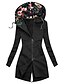 cheap Coats &amp; Trench Coats-Women&#039;s Coat Hoodied Jacket Quilted Long Coat Green Black Navy Blue Daily Casual Zipper Fall Hoodie Regular Fit S M L XL XXL / Warm / Floral / Stand Collar