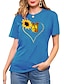 abordables T-shirts-Mujer Camiseta Gráfico Corazón Foco Multicolor Escote Redondo Estampado Básico Vintage Tops Ajuste regular Azul Piscina Rosa Vino