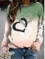 billige T-shirts-Dame bluse Trykt mønster Grøn Blå Grå Hjerte Batikfarvet Farvegradient Daglig Løstsiddende Langærmet Rund hals S M L XL 2XL