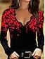 cheap Tops &amp; Blouses-Women&#039;s Floral Graphic Patterned Holiday Weekend Floral Long Sleeve Blouse Shirt V Neck Lace Trims Print Casual Streetwear Tops Regular Fit White Blue Purple S