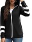 cheap Jackets-Women&#039;s Jacket Casual Jacket Fall Winter Daily Going out Regular Coat Warm Regular Fit Casual Jacket Long Sleeve Pocket Striped Blue Blushing Pink Black