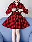 preiswerte Kleider für Mädchen-Kinder Wenig Mädchen Kleid Verziert Täglich A Linie Kleid Rote Weiß Übers Knie Baumwolle Langarm Prinzessin Süß Kleider Herbst Schlank 3-12 Jahre