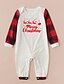 cheap Family Look Sets-Christmas Pajamas Family Look Christmas Gifts Plaid Deer Letter Patchwork Black White Long Sleeve Daily Matching Outfits / Fall / Winter / Cute / Print