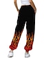 abordables Pants-Femme Joggings Normal Polyester Flamme Noir Mode Taille médiale Toute la longueur Casual du quotidien Printemps &amp; Automne