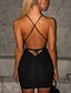 cheap Bodycon Dresses-Women‘s Little Black Dress Sexy Dress Party Dress Sexy Dress Mini Dress Pink Beige Sleeveless Backless Spring Fall Deep V Party Party Vacation Slim