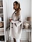 cheap Coats &amp; Trench Coats-Women&#039;s Winter Coat Long Overcoat Single Breasted Lapel Pea Coat Thermal Warm Windproof Trench Coat with Pockets Fall Outerwear Long Sleeve White 3/4 Sleeve