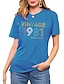 baratos T-shirts-Mulheres Camiseta Gráfico Letra Decote Redondo Imprimir Básico Vintage Blusas Normal Azul Rosa Vinho
