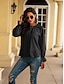 cheap Tops &amp; Blouses-Women&#039;s Blouse Shirt Long Sleeve Plain Round Neck Drawstring Streetwear Tops Regular Fit Chiffon Black Beige