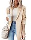 cheap Coats &amp; Trench Coats-Women&#039;s Blazer Quilted Regular Coat Black Khaki Business Elegant Open Front Fall Turndown Regular Fit S M L XL / Daily / Warm / Breathable / Solid Color