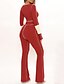 cheap Women&#039;s Jumpsuits-Women&#039;s Jumpsuit Color Block Patchwork Casual V Neck Wide Leg Casual / Daily Festival Long Sleeve Regular Fit Wine S M L Fall