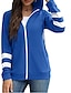 cheap Jackets-Women&#039;s Jacket Casual Jacket Fall Winter Daily Going out Regular Coat Warm Regular Fit Casual Jacket Long Sleeve Pocket Striped Blue Blushing Pink Black
