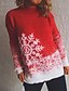 billige Sweaters-Dame bluse Bluse Trøje Snefnug Strikket Vintage Stil Elegant Langærmet Sweater Cardigans Efterår Vinter Rund hals Rød