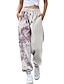 cheap Pants-Women&#039;s Fashion Athleisure Drawstring Print Pants Sweatpants Full Length Pants Micro-elastic Casual Daily Flower / Floral Mid Waist Breathable Sports White Yellow Beige S M L XL XXL