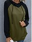billige Hættetrøjer &amp; sweatshirts-Dame Farveblok Hattetrøje Afslappet Hættetrøjer Sweatshirts Grå Kakifarvet Grøn
