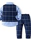 cheap Boys&#039; Clothing Sets-Kids Boys&#039; Suit &amp; Blazer Pants Set Formal Set Long Sleeve 3 Pieces Blue Plaid Solid Color Casual Daily Cotton Regular Active Basic 3-8 Years Maxi / Fall / Spring
