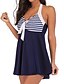 cheap One-Pieces-Women&#039;s Swimwear Tankini 2 Piece Plus Size Swimsuit Striped Slim for Big Busts Zang blue Black Bathing Suits Active Sexy Sexy / Sports / New / Padded Bras