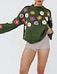 cheap Sweaters-Women&#039;s Pullover Sweater Jumper Floral Knitted Stylish Casual Soft Long Sleeve Sweater Cardigans Fall Winter Crew Neck Green