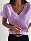 baratos Super Sale-Women&#039;s Plain Solid Colored Ruffle Short Sleeve Tee T Shirt