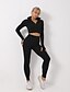 preiswerte Graphic Chic-Damen Trainingsanzüge Tracksuit Yoga-Anzug Yoga-Set 2 Teile Nahtlos Winter Leggings Bauchfreies Top Sportkleidung Feste Farbe Marineblau Schwarz Yoga Fitness Fitnesstraining Elasthan Bauchkontrolle