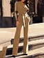 abordables Combinaisons femme-Combinaison-pantalon Femme Bloc de couleur Noeud Décontracté Quotidien Col en V Décontractée Rendez-vous Manches Longues Standard Vert S L&#039;autume