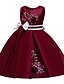 cheap Girls&#039; Dresses-Kids Little Girls&#039; Dress Solid Colored Flower Party Birthday A Line Dress Beaded Embroidered Bow Blue Blushing Pink Wine Knee-length Sleeveless Princess Cute Dresses Fall Winter Children&#039;s Day Slim