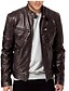 cheap Best Sellers-Men&#039;s Faux Leather Jacket Street Casual Daily Thermal Warm Windproof Rain Waterproof Stand Collar Zipper Vintage Fashion Cool Jacket Outerwear Solid Color Pocket Zipper Black black Brown brown / Fall