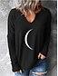 abordables T-shirts-Mujer Camiseta 3D Gráfico Escote en Pico Retazos Estampado Básico Tops Negro / Impresión 3D