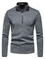 cheap Men&#039;s-Men&#039;s Sweater Knit Zipper Basic Stand Collar Plain Daily Going out Daily Ordinary Clothing Apparel Bishop Sleeve Spring &amp;  Fall Silver Gray Gray S M L