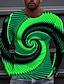 baratos Men&#039;s-Homens Unisexo Camisa Social Camiseta Camisetas Estampas Abstratas Riscas Espirais Gola Redonda Branco Amarelo Vermelho Azul Verde Escuro Impressão 3D Diário Feriado Manga Longa Imprimir Roupa