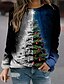 preiswerte Kapuzenpullis &amp; Sweatshirts-Weihnachts-Sweatshirt Damen Sweatshirt Pullover Zur Seite fahren Graphic Weihnachtsbaum Rentier Strassenmode Weihnachten Bedruckt Kastanienbraun Denim Blue Weiß Weihnachts Geschenke Weihnachten