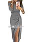 cheap Party Dresses-Women&#039;s Bodycon Midi Dress Black Red Blushing Pink Brown Light Green Beige Gray 3/4 Length Sleeve Solid Colored Solid Color Split Ruched Off Shoulder Hot Sexy Going out Off Shoulder S M L XL XXL 3XL