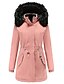 cheap Women&#039;s Coats &amp; Jackets-Women&#039;s Parka Hoodie Jacket Fur Trim Casual Street Daily Going out Coat Long Polyester Black Pink Wine Zipper Fall Winter Hoodie Regular Fit M L XL XXL 3XL / Warm / Breathable / Solid Color