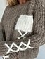 abordables Pulls-Pullover Chandail Sauteur Femme Couleur unie Tricoté Poche avant Acrylique à la mode Décontractée Flexible Standard Pull Cardigans L&#039;autume L&#039;hiver Col Ras du Cou Bleu Jaune Kaki