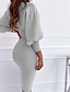 cheap Spring&amp;Autumn Dress-Women&#039;s Sweater Dress Jumper Dress Winter Dress Knee Length Dress Knitwear Elegant Modern Pure Color Winter Dress Daily Vacation Fall Dress Crew Neck Long Sleeve Ruched 2023 Loose Fit Black Pink Wine