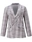 cheap Coats &amp; Trench Coats-Women&#039;s Blazer Print Casual Daily Coat Regular Polyester Gray Pink Khaki Open Front Fall Winter Turndown Regular Fit S M L XL XXL / Warm / Plaid / Check