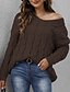 cheap Sweaters-Women&#039;s Pullover Sweater Jumper Solid Color Knitted Stylish Casual Long Sleeve Sweater Cardigans Fall Winter V Neck Yellow Wine Gray