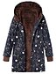 cheap Coats &amp; Trench Coats-Women&#039;s Coat Fall Winter Street Daily Valentine&#039;s Day Regular Coat Windproof Warm Regular Fit Casual St. Patrick&#039;s Day Daily Jacket Long Sleeve Fur Trim Pocket Floral Green Blue White / Print / Print