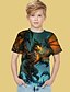 billige T-skjorter og skjorter til gutter-Barn Gutt T skjorte Kortermet Grå 3D-utskrift Dyr Daglig utendørs Aktiv 4-12 år / Sommer
