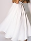 abordables Dresses-Mujer Vestido Midi Vestido de Columpio Blanco Manga Corta Espalda al Aire Color sólido Escote en Pico Hombros Caídos Otoño Invierno Fiesta Elegante Trajes de gala 2022 S M L XL XXL
