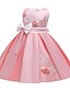 cheap Girls&#039; Dresses-Kids Little Girls&#039; Dress Solid Colored Flower Party Birthday A Line Dress Beaded Embroidered Bow Blue Blushing Pink Wine Knee-length Sleeveless Princess Cute Dresses Fall Winter Children&#039;s Day Slim