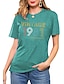 billige T-shirts-Dame T skjorte Grafisk Bokstaver Rund hals Trykt mønster Grunnleggende Årgang Topper Normal Blå Rosa Vin