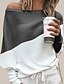 cheap Shoes &amp; Accessories-Women&#039;s Blouse Color Block Going out Work Long Sleeve Blouse Off Shoulder Patchwork Form Fit Green White Blue S / Stretchy