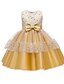 cheap Girls&#039; Dresses-Kids Little Girls&#039; Dress Solid Colored Party Performance A Line Dress Sequins Mesh Bow Blushing Pink Green Red Knee-length Sleeveless Princess Cute Dresses Fall Winter Regular Fit 3-10 Years