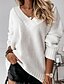 cheap Sweaters-Women&#039;s Pullover Sweater Jumper Solid Color Knitted Braided Stylish Basic Casual Long Sleeve Sweater Cardigans Fall Winter V Neck Blue Yellow Blushing Pink