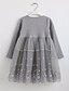 cheap Girls&#039; Dresses-Kids Toddler Little Girls&#039; Dress Solid Colored Flower Daily Tulle Dress Mesh Lace Trims Gray Knee-length Organza Long Sleeve Elegant Cute Dresses Fall Winter Loose 2-8 Years / Spring