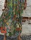 cheap Casual Dresses-Women&#039;s Maxi long Dress Swing Dress Green Blue Wine Short Sleeve Print Floral Round Neck Spring Summer Casual Vintage 2022 S M L XL XXL 3XL