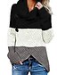cheap Women&#039;s Sweaters-Women&#039;s Pullover Sweater Jumper Chunky Crochet Knit Knitted Asymmetric Hem Tunic Turtleneck Color Block Home Daily Vintage Style Basic Essential Fall Winter Black Blue S M L / Long Sleeve / Casual