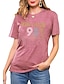 abordables T-shirts-Mujer Camiseta Gráfico Letra Escote Redondo Estampado Básico Vintage Tops Ajuste regular Azul Piscina Rosa Vino